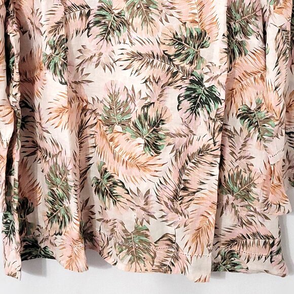 NWT J Jill Love Linen Women V-Neck Flounced Long Sleeve Tunic Size XL Palm Print - Picture 5 of 11